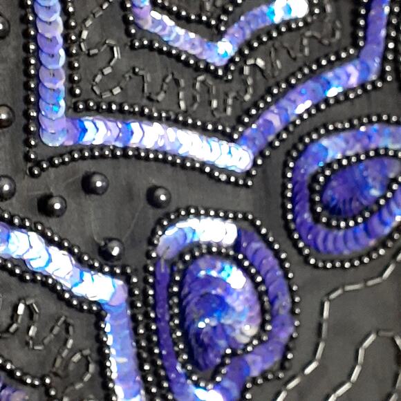 Ladies 80s Vintage Creative Creations 100% Silk Embellished Jacket Topper Size M - Picture 4 of 5